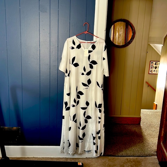 Dresses & Skirts - White and blue dress with pockets, size 2XL, never been worn